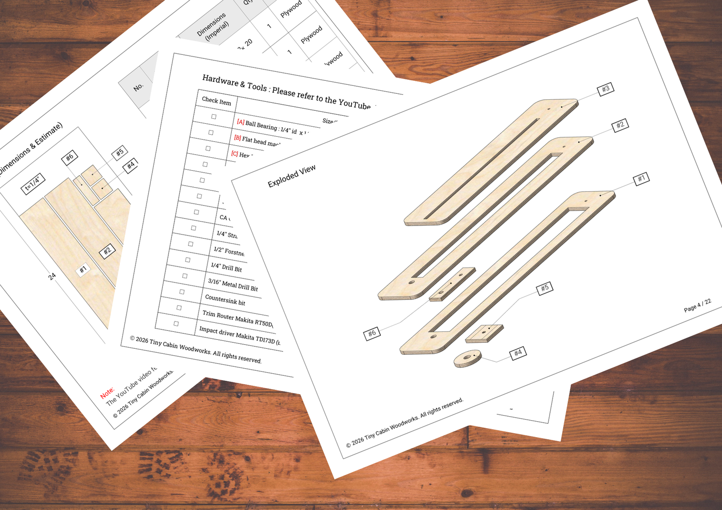 Trim Router Circle Cutting Jig Plans - No Center Hole (Metric & Imperial Bundle / 22-Page PDF)