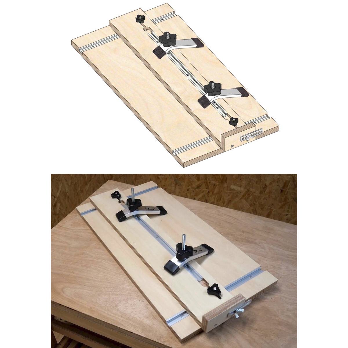 2-in-1 Taper & Straight Line Ripping Jig Plans for DeWalt DWE7485 & Compact Saws-3D PDF (Metric & Imperial)