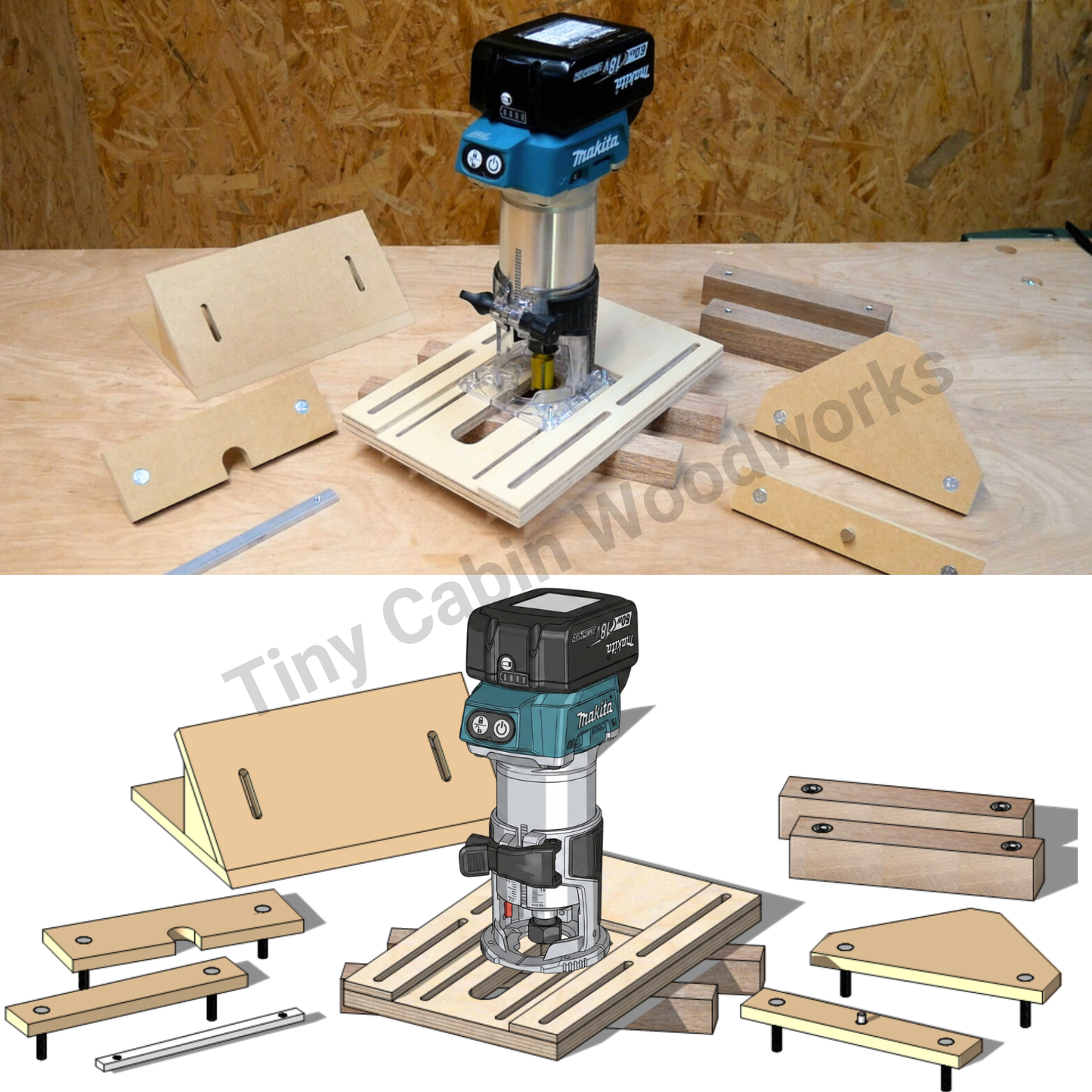 3-in-1 Router Jig Bundle, 14-in-1 Multi Function Base, Adjustable Dado and Circle Cutting Jigs, Metric and Imperial Woodworking Plans