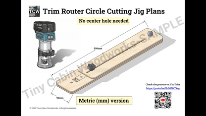 Circle Cutting Jig Plans for Trim Routers (No Center Hole)-Metric & Imperial Bundle (20-Page 3D PDF Guide)