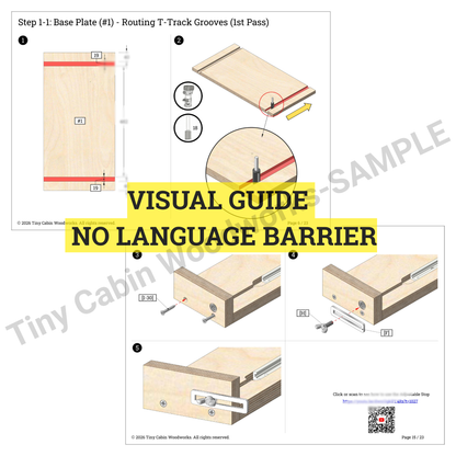 2-in-1 Taper & Straight Line Ripping Jig Plans for DeWalt DWE7485 & Compact Saws-3D PDF (Metric & Imperial)