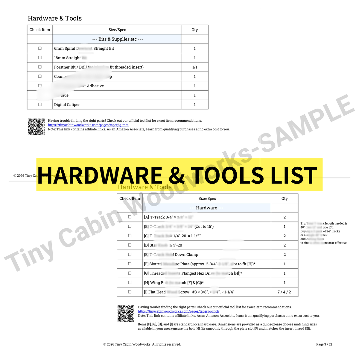 2-in-1 Taper & Straight Line Ripping Jig Plans for DeWalt DWE7485 & Compact Saws-3D PDF (Metric & Imperial)