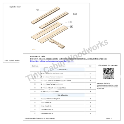 Adjustable Dado Jig Plans for Trim Routers - Metric & Imperial Bundle (22-page 3D PDF Guide)