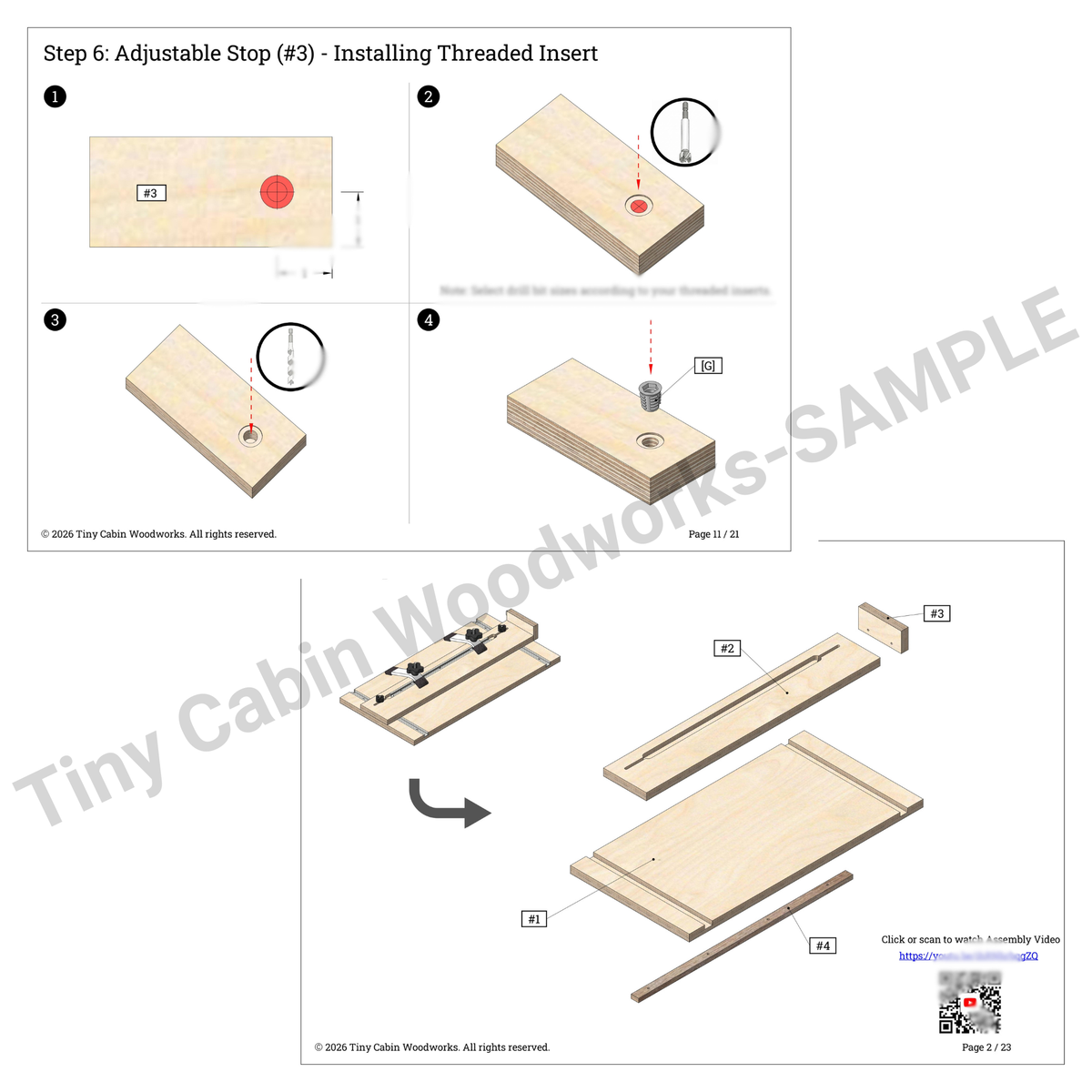 2-in-1 Taper & Straight Line Ripping Jig Plans for DeWalt DWE7485 & Compact Saws-3D PDF (Metric & Imperial)