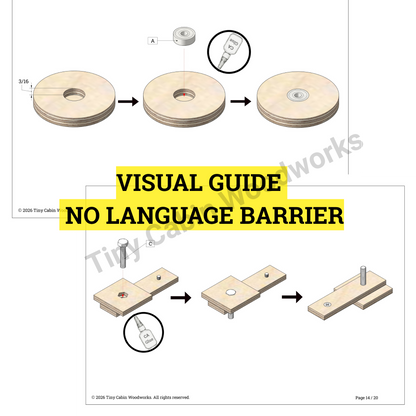 Circle Cutting Jig Plans for Trim Routers (No Center Hole)-Metric & Imperial Bundle (20-Page 3D PDF Guide)