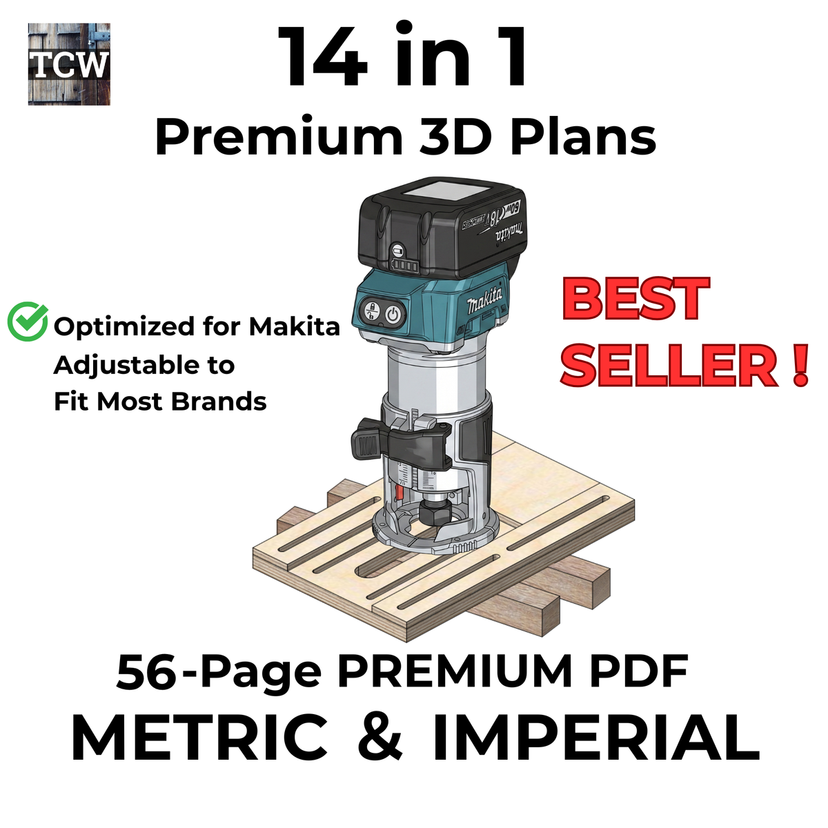 14-in-1 Multi-Function Trim Router Base Plans-3D PDF (Metric & Imperial Bundle)