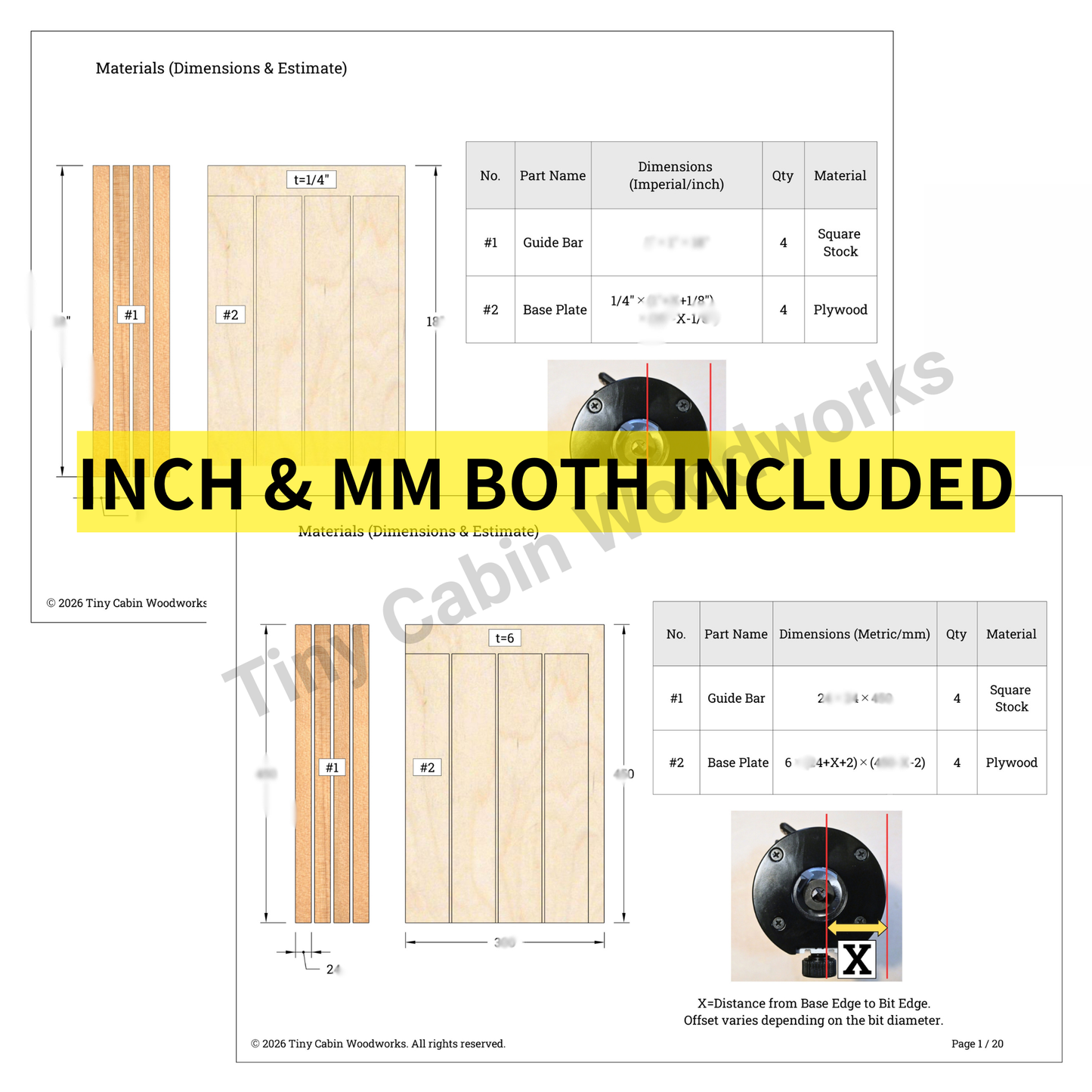 Adjustable Router Template Jig Plans - Metric & Imperial Bundle (20-Page 3D PDF Guide)
