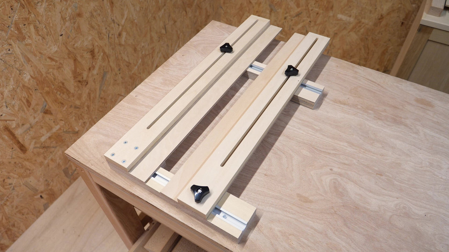 トリマー用「可変式」溝加工治具の作り方 （ミリ＆インチ表記 / 詳細なPDFガイド）