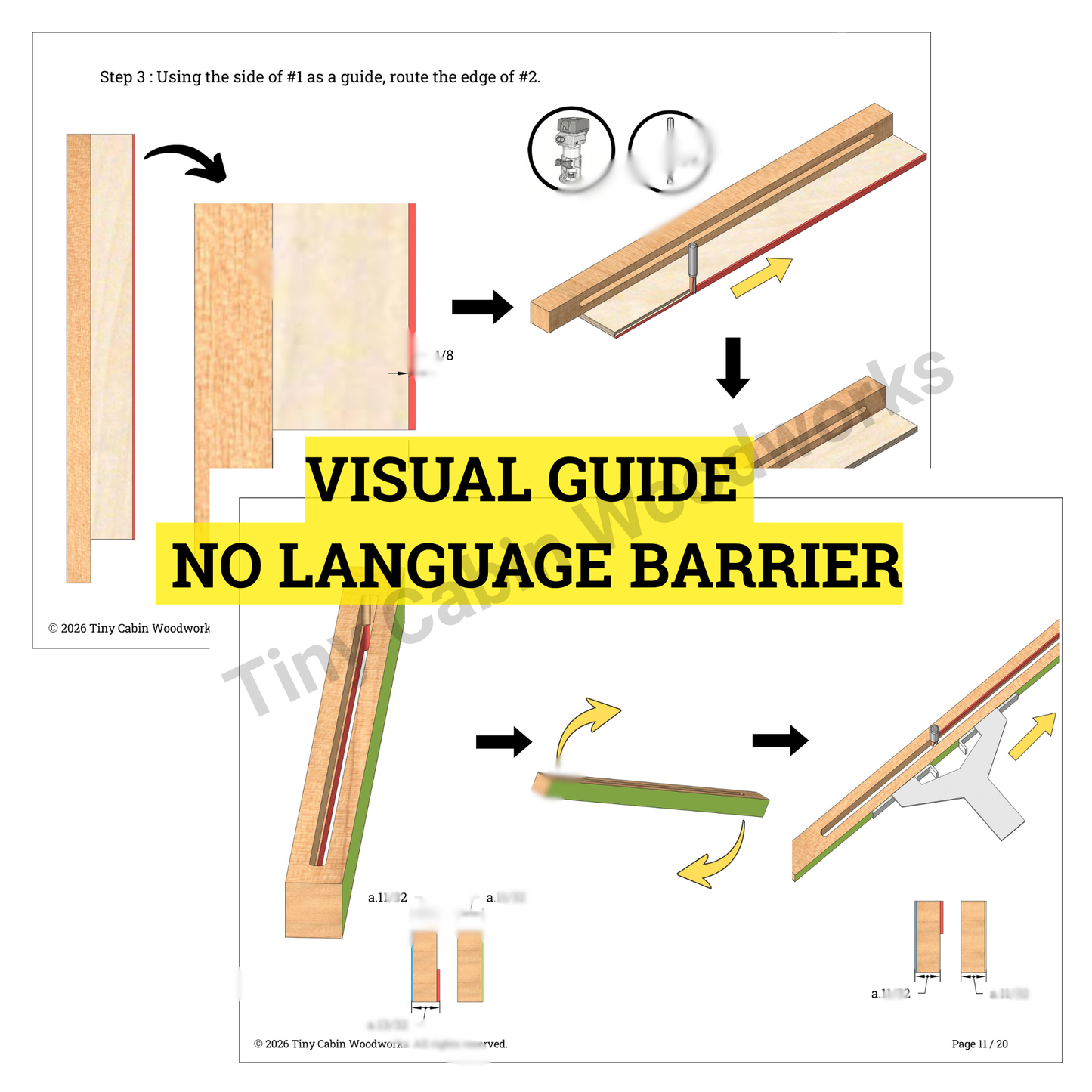 Adjustable Router Template Jig Plans - Metric & Imperial Bundle (20-Page 3D PDF Guide)