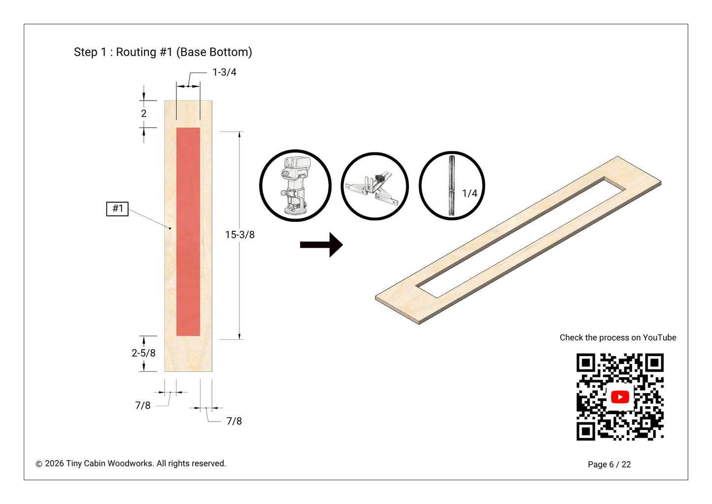 Trim Router Circle Cutting Jig Plans - No Center Hole (Metric & Imperial Bundle / 22-Page PDF)