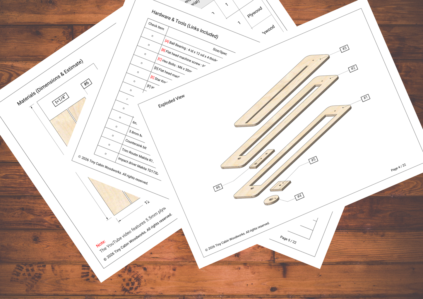 Trim Router Circle Cutting Jig Plans - No Center Hole (Metric & Imperial Bundle / 22-Page PDF)