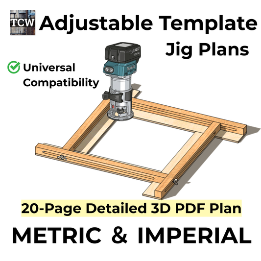 Adjustable Router Template Jig Plans - Metric & Imperial Bundle (20-Page 3D PDF Guide)