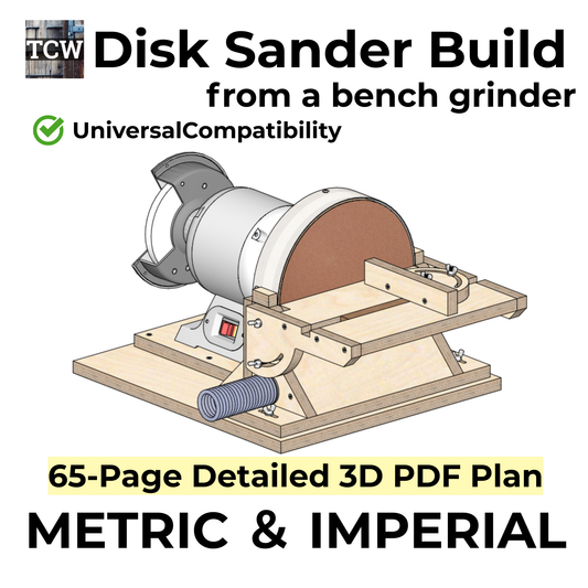 Disk Sander Build Plans from a Bench Grinder-Metric & Imperial Bundle (65-Page 3D PDF Guide)