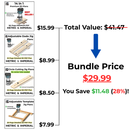 4-in-1 Ultimate Trim Router Jig Plans Bundle - Metric & Imperial 3D PDF