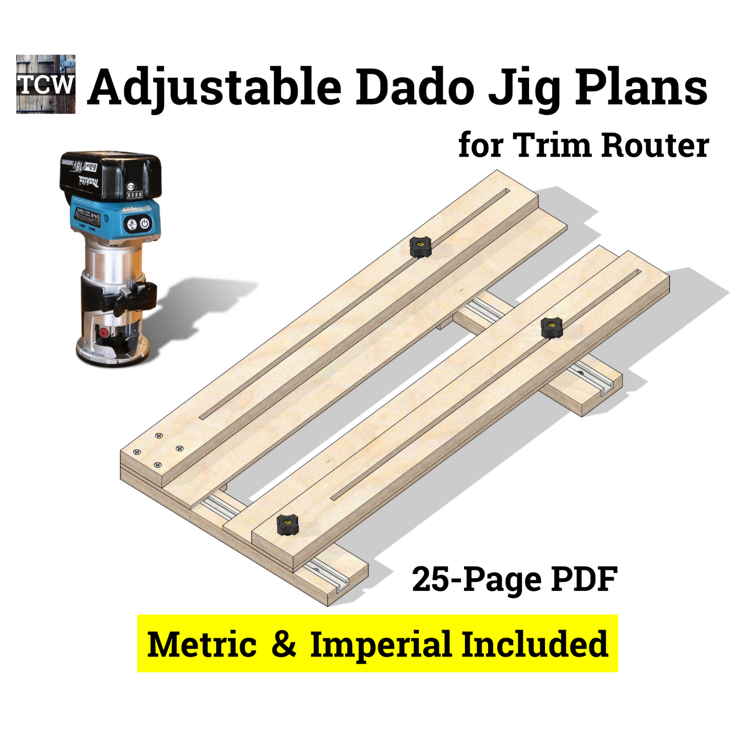 Adjustable Dado Jig Plans - Metric & Imperial Bundle (25-Page PDF Premium Edition)