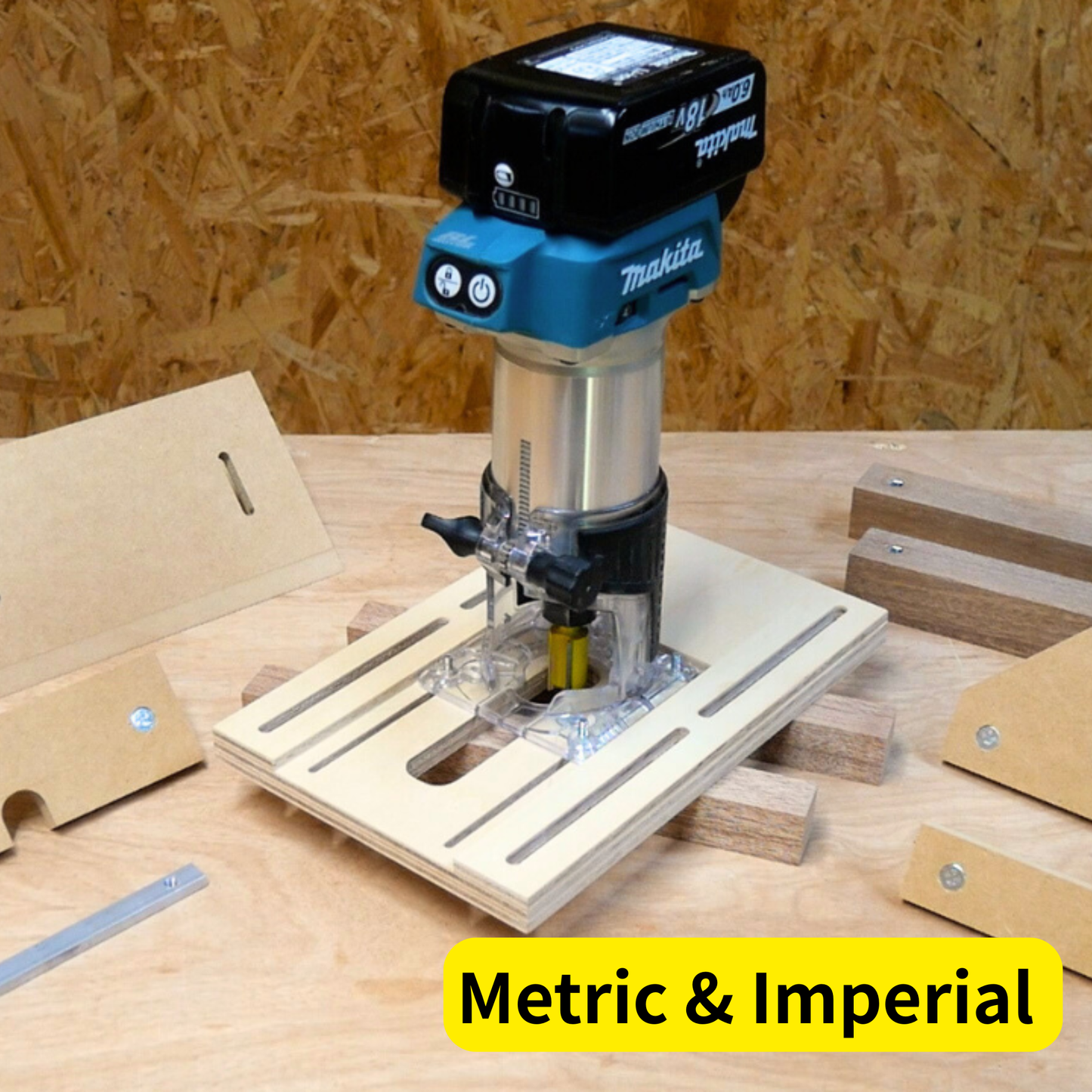 【図面】14-in-1 トリマー多機能ベース＆ガイドシステム (ミリ＆インチ表記 / 詳細なPDFガイド）